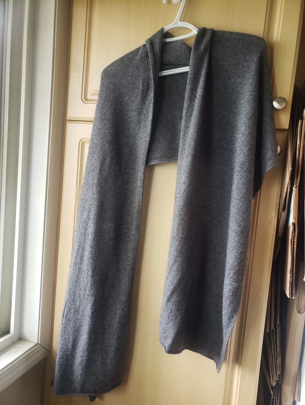 Lemon Gray Knit Wool Cashmere Blend Wrap Scarf